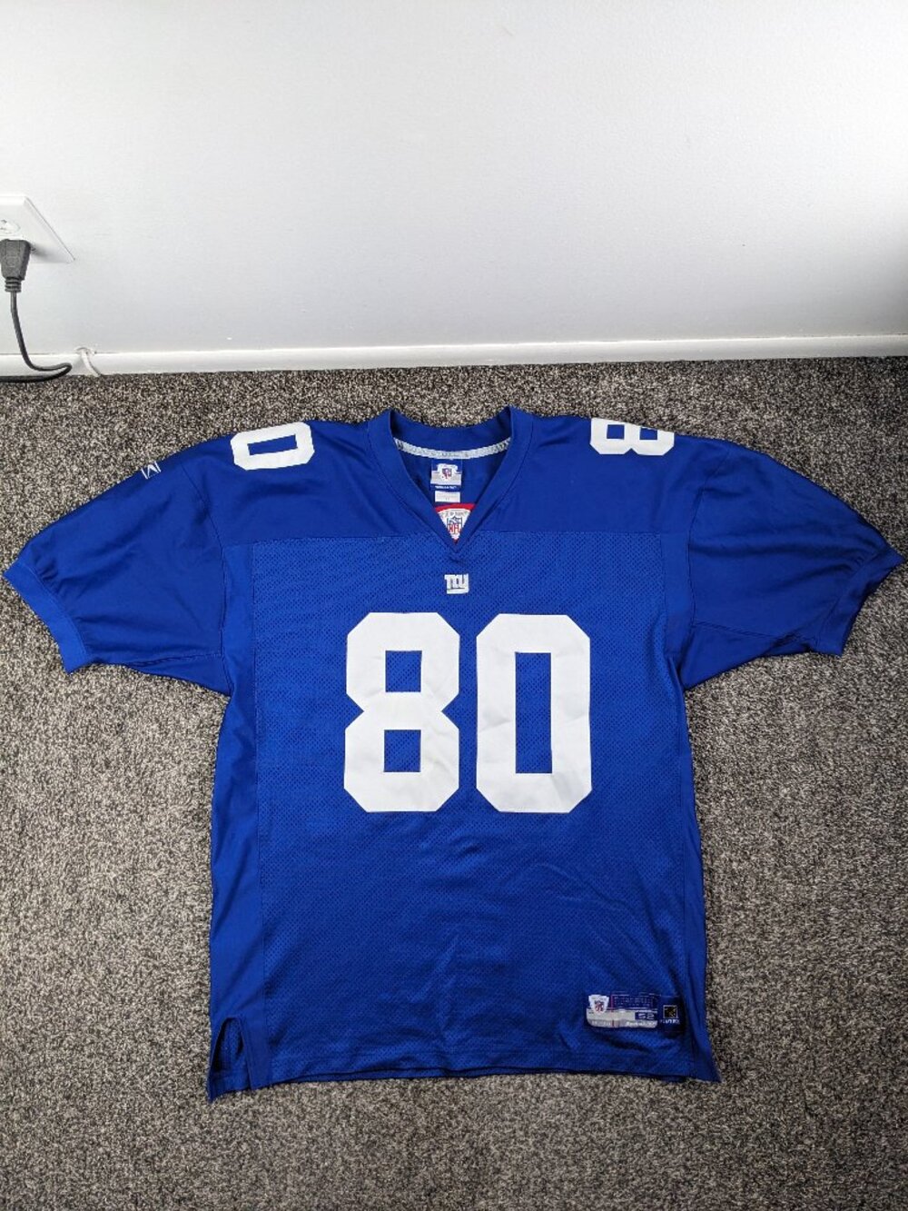 Vintage 2005 Jeremy Shockey New York Giants Jersey Reebok Authentic Blue Mens 52